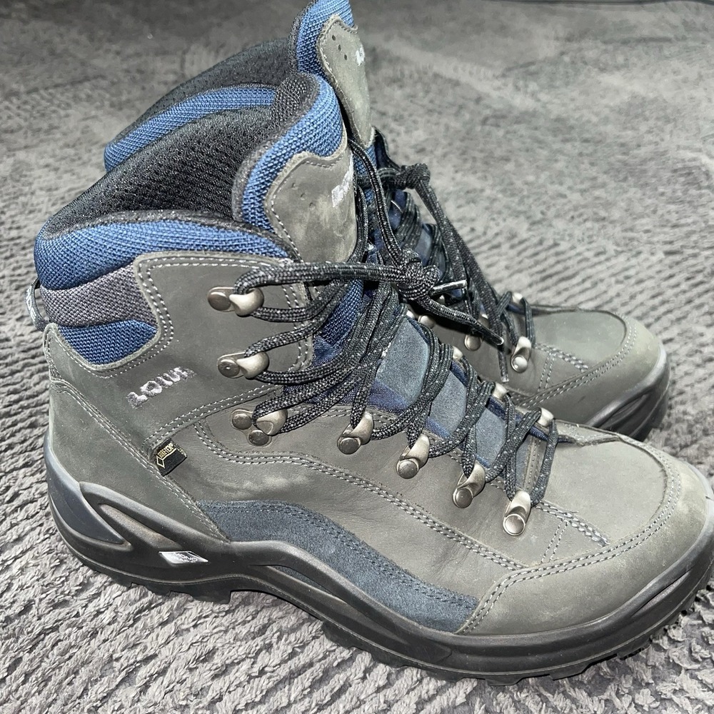 Lowa Renegade GTX Mid Men's 8 Gray Blue‎ Hiking Boots Waterproof Gore-Tex Vibram